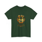 T-Shirt — "Let Love Be Your Footsteps" Heart Footprint Graphic Tee