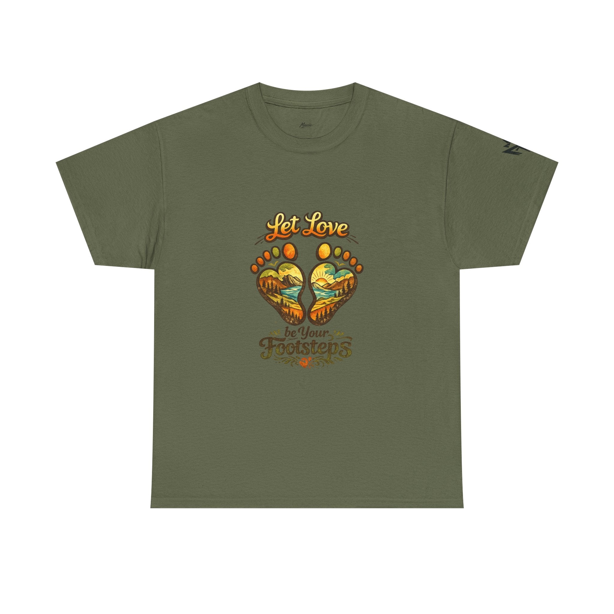T-Shirt — "Let Love Be Your Footsteps" Heart Footprint Graphic Tee