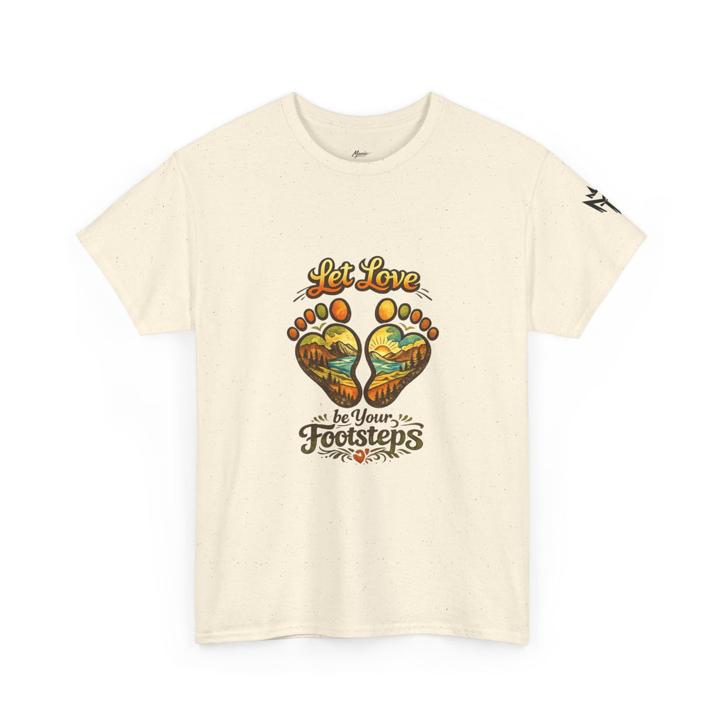 T-Shirt — "Let Love Be Your Footsteps" Heart Footprint Graphic Tee