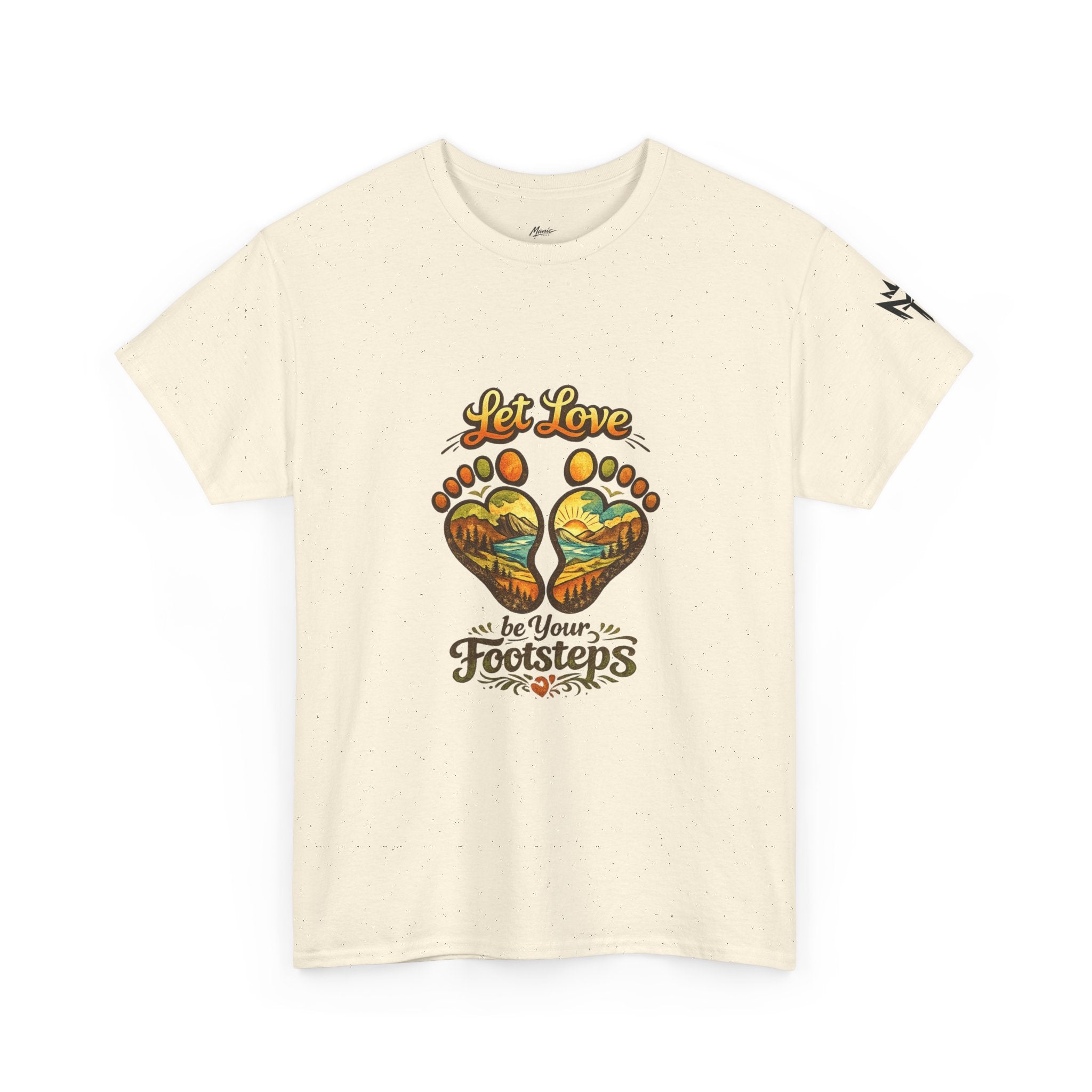 T-Shirt — "Let Love Be Your Footsteps" Heart Footprint Graphic Tee