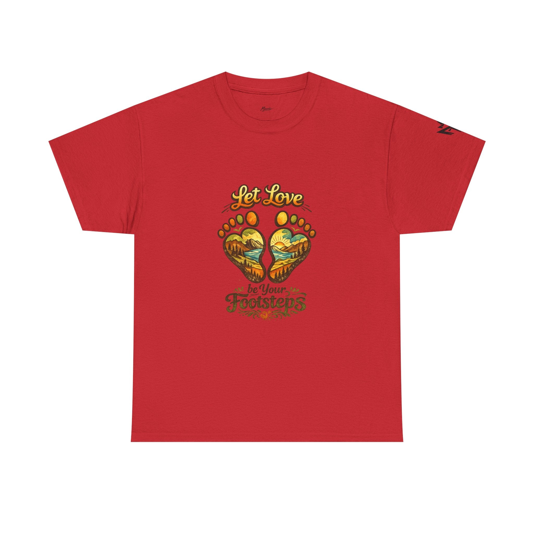 T-Shirt — "Let Love Be Your Footsteps" Heart Footprint Graphic Tee