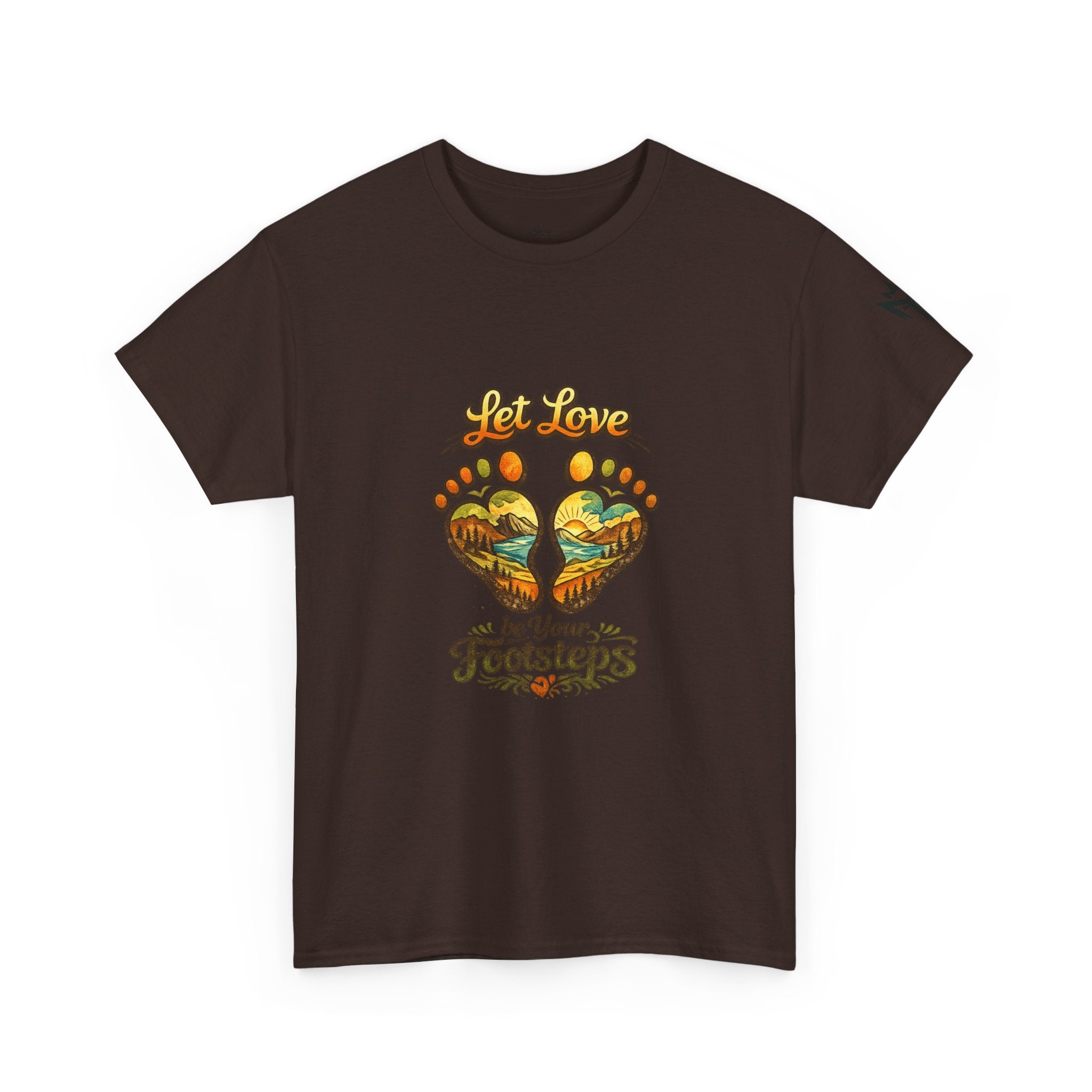 T-Shirt — "Let Love Be Your Footsteps" Heart Footprint Graphic Tee