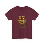 T-Shirt — "Let Love Be Your Footsteps" Heart Footprint Graphic Tee