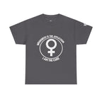 Feminist Symbol T-Shirt — "Who Needs The Answer? I Am The Cause" Cotton Tee