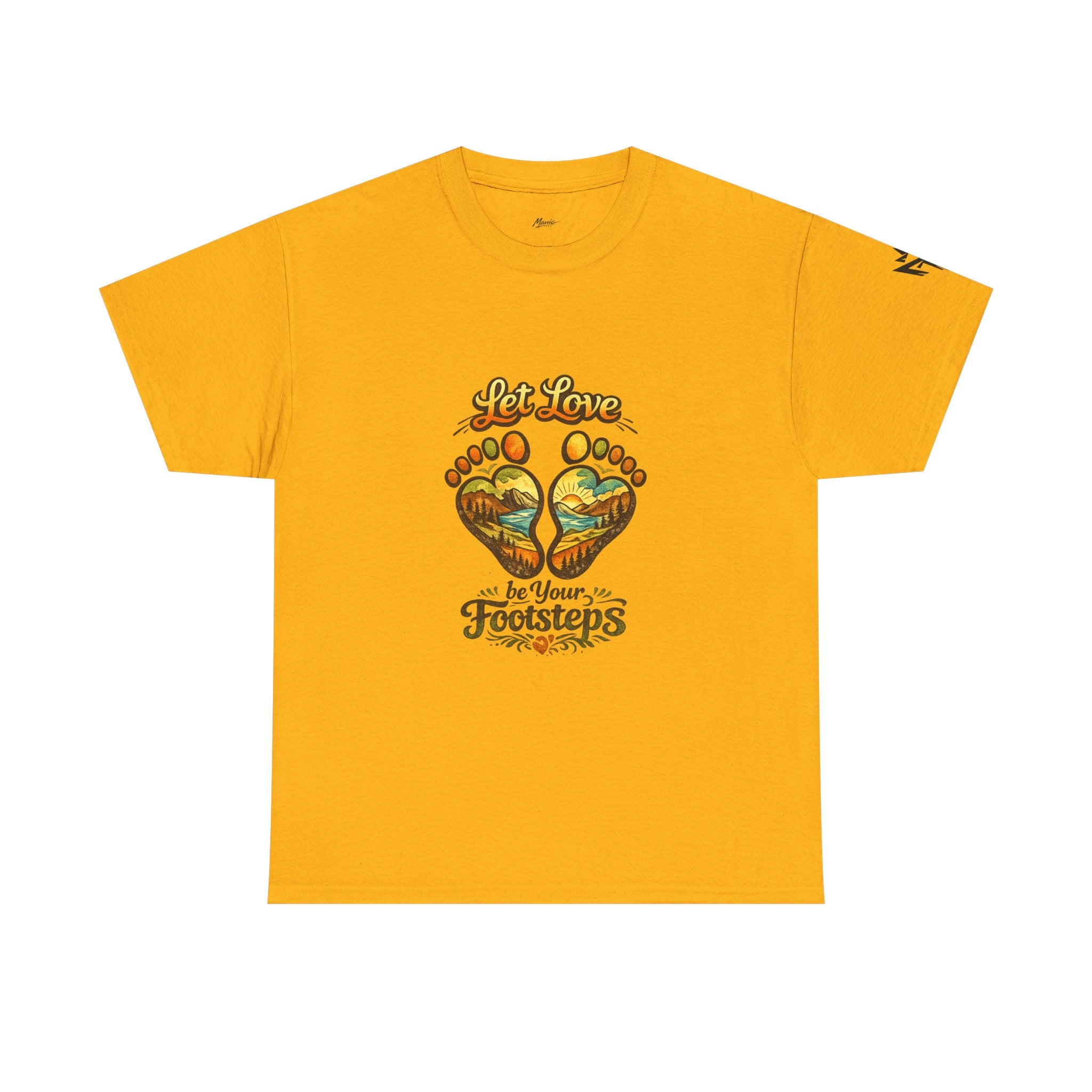 T-Shirt — "Let Love Be Your Footsteps" Heart Footprint Graphic Tee