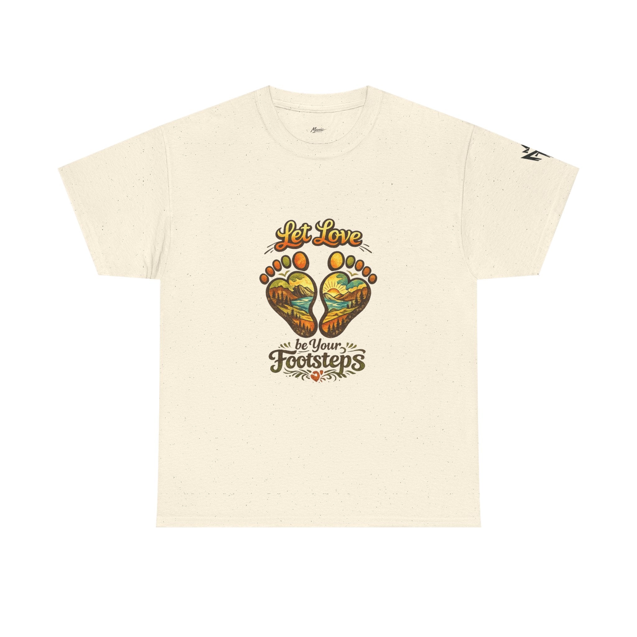 T-Shirt — "Let Love Be Your Footsteps" Heart Footprint Graphic Tee