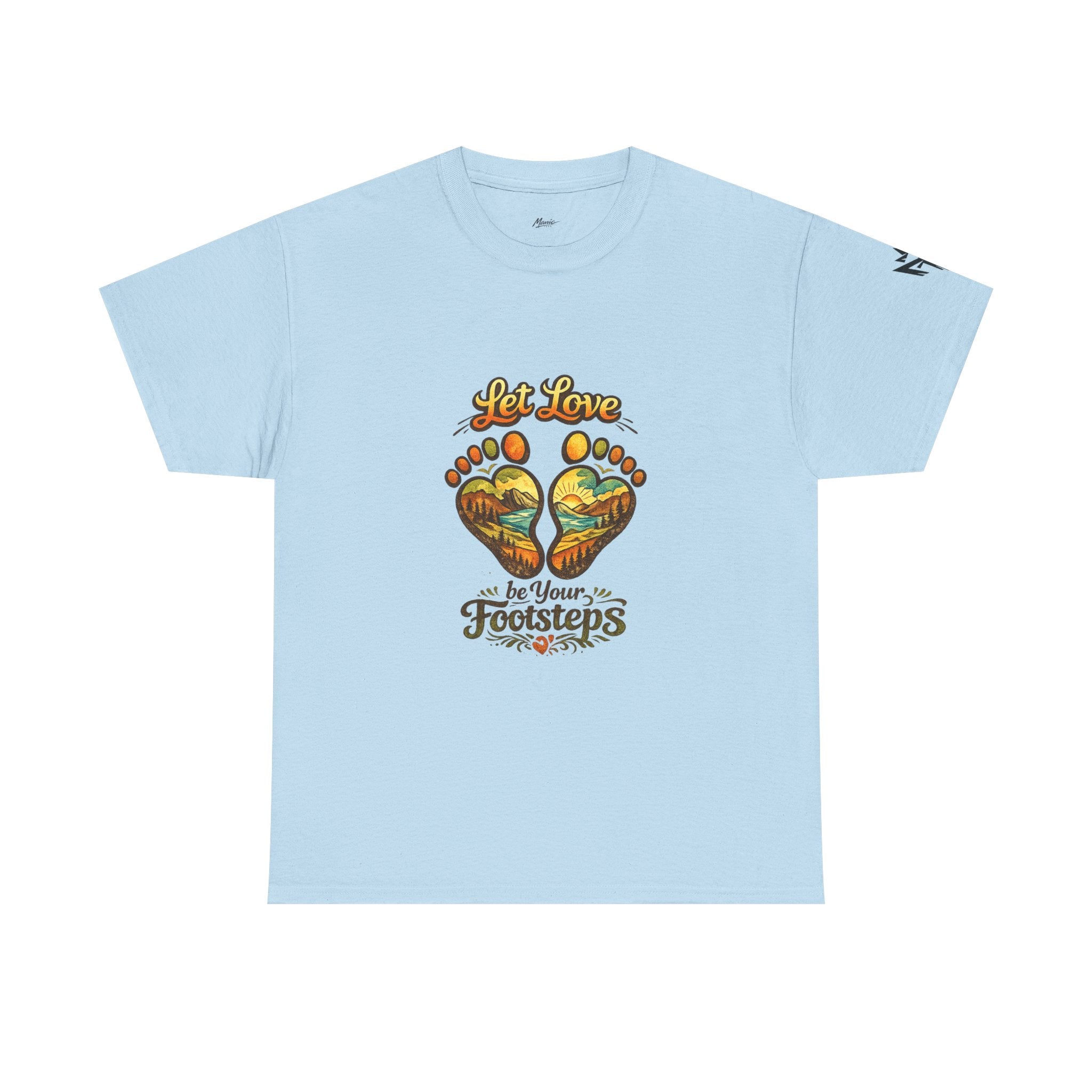 T-Shirt — "Let Love Be Your Footsteps" Heart Footprint Graphic Tee