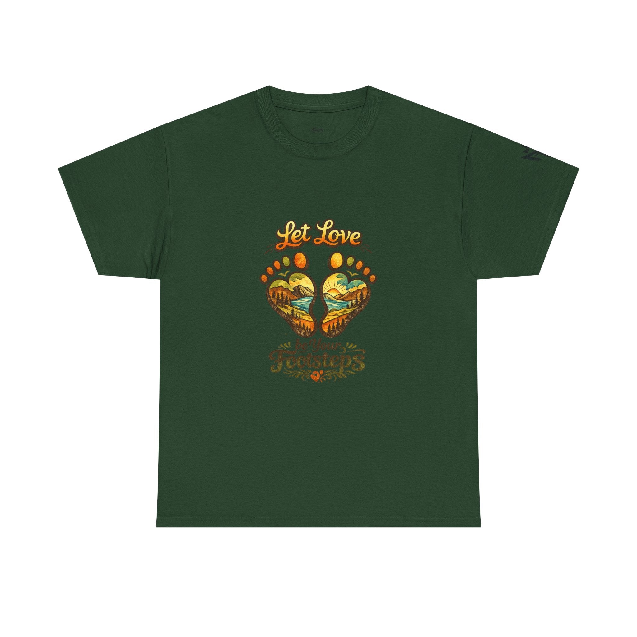 T-Shirt — "Let Love Be Your Footsteps" Heart Footprint Graphic Tee