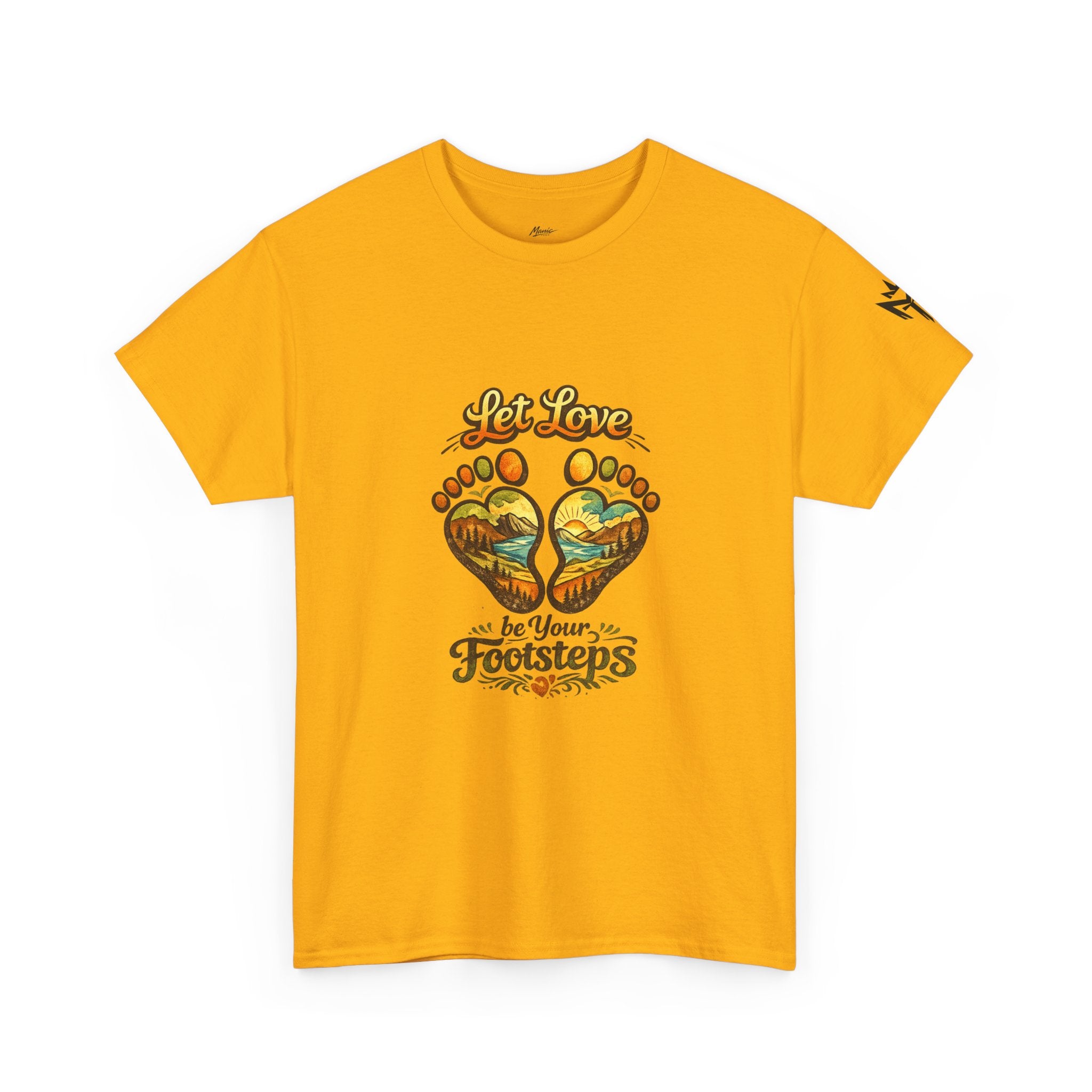 T-Shirt — "Let Love Be Your Footsteps" Heart Footprint Graphic Tee