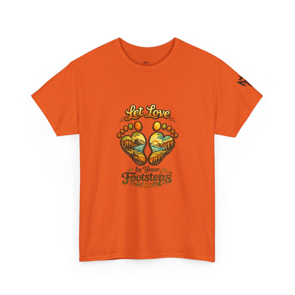 T-Shirt — "Let Love Be Your Footsteps" Heart Footprint Graphic Tee