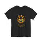 T-Shirt — "Let Love Be Your Footsteps" Heart Footprint Graphic Tee