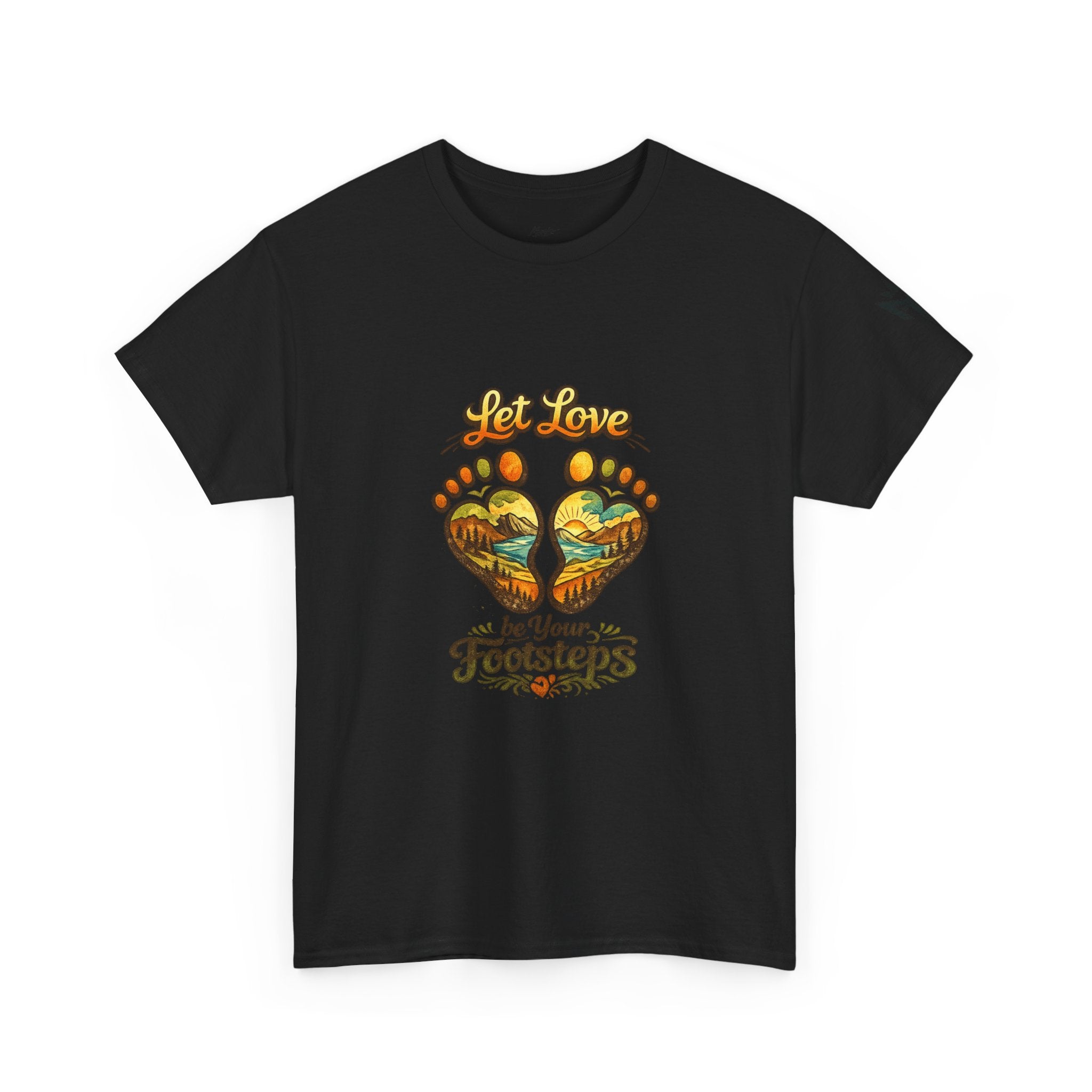 T-Shirt — "Let Love Be Your Footsteps" Heart Footprint Graphic Tee