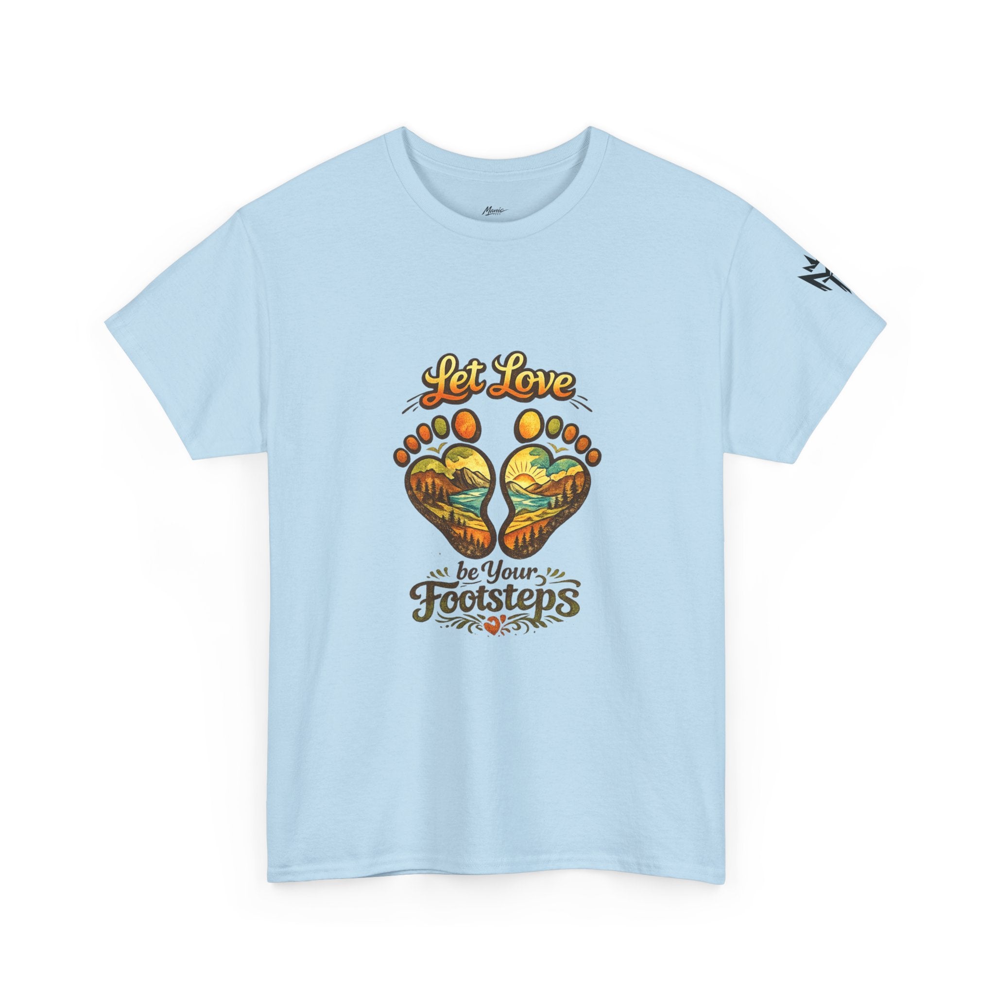T-Shirt — "Let Love Be Your Footsteps" Heart Footprint Graphic Tee