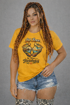 T-Shirt — "Let Love Be Your Footsteps" Heart Footprint Graphic Tee